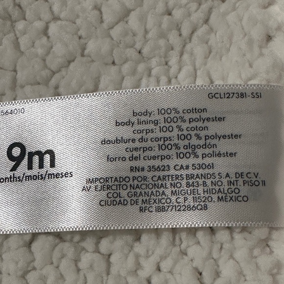 Carter's light Blue and Cream Knitted Baby Jacket with Hood and Ears Sz 9m - Picture 9 of 10